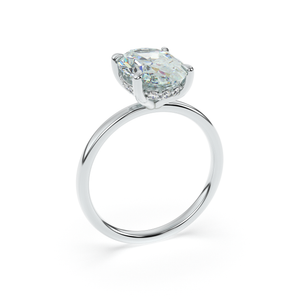 ANAÏS oval diamond engagement ring in 18k white gold with hidden pavé halo