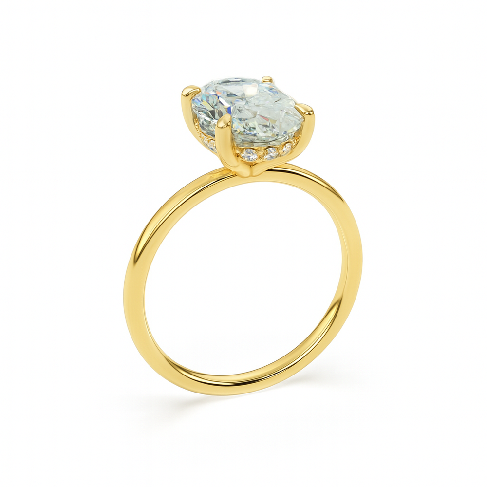 ANAÏS oval diamond engagement ring in 18k yellow gold with pavé detail