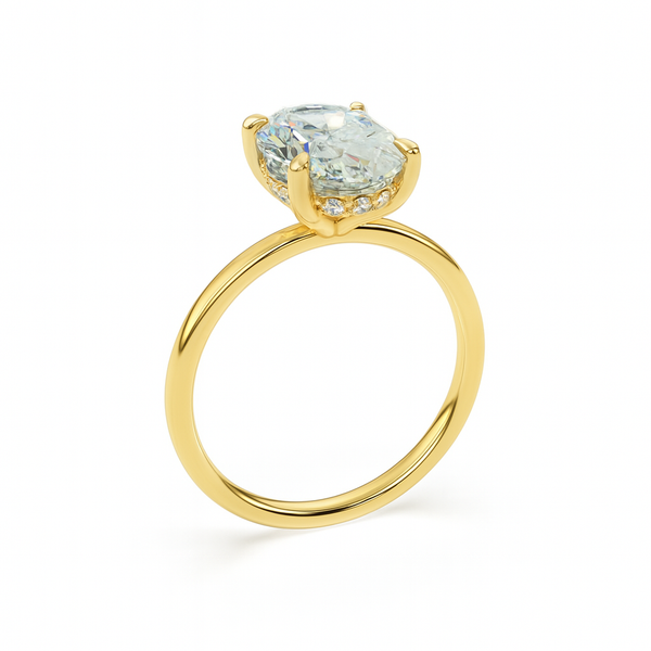 ANAÏS oval diamond engagement ring in 18k yellow gold with pavé detail