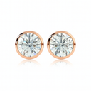 Minimalist ALBA diamond earrings in 18k rose gold with polished bezel