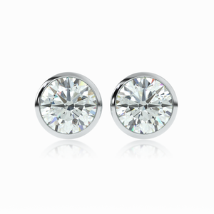 ALBA bezel-set diamond stud earrings in 18k white gold – traceable natural diamonds