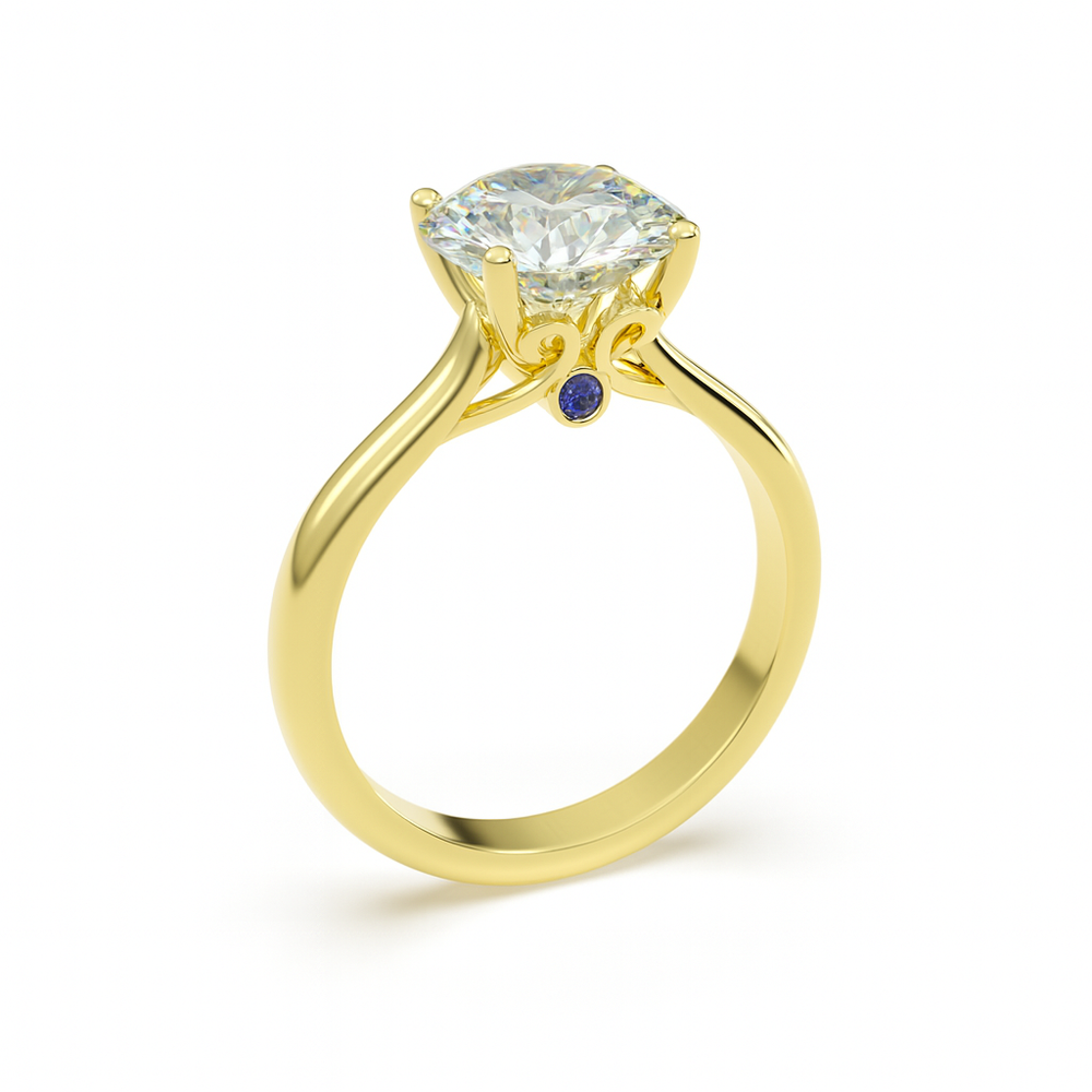 BERTA ring in yellow gold with natural diamond and sapphire detail