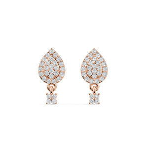 Pear Shaped Pave Diamond Earrings I Rose Gold 