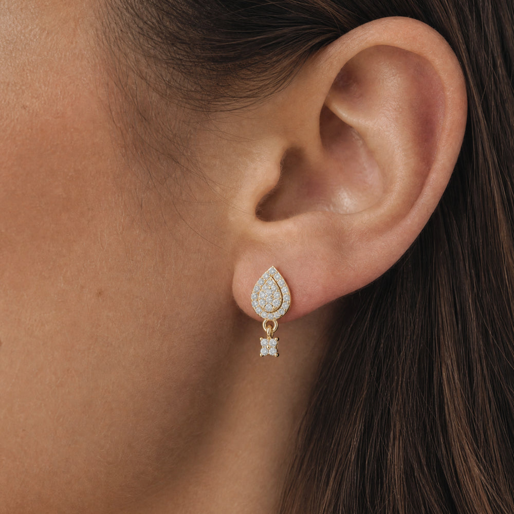 Pear Shaped Pave Diamond Earrings I Yellow Gold 