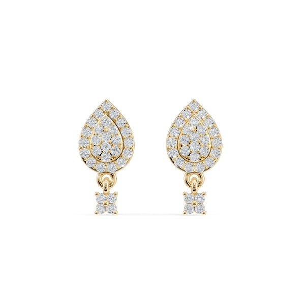 Pear Shaped Pave Diamond Earrings I Yellow Gold 