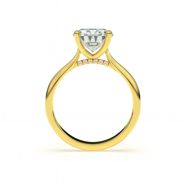 Side profile of ÉLODIE ring in yellow gold with hidden pavé diamonds