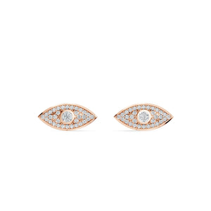 Evil eye diamond earrings rose gold 