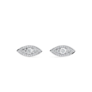 Evil eye diamond earrings white gold 