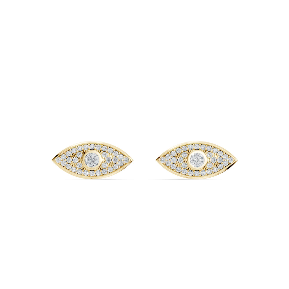 Evil eye diamond earrings yellow gold 