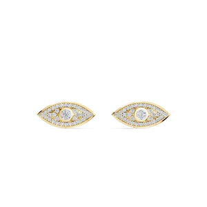 Evil eye diamond earrings yellow gold 