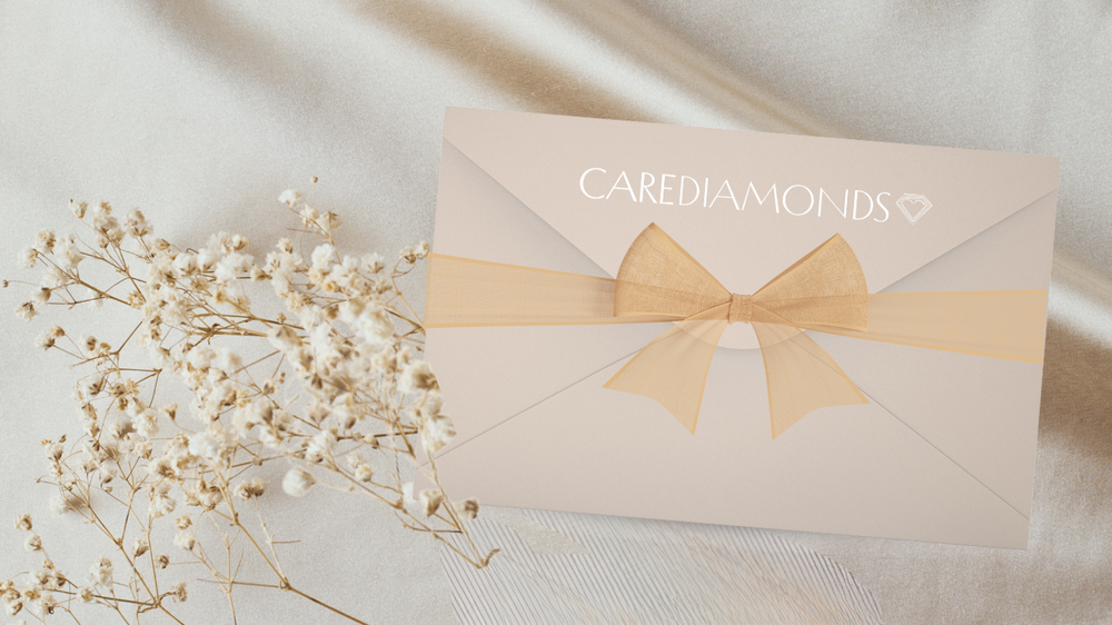 CAREDIAMONDS gift card with logo – luxury diamond jewelry present