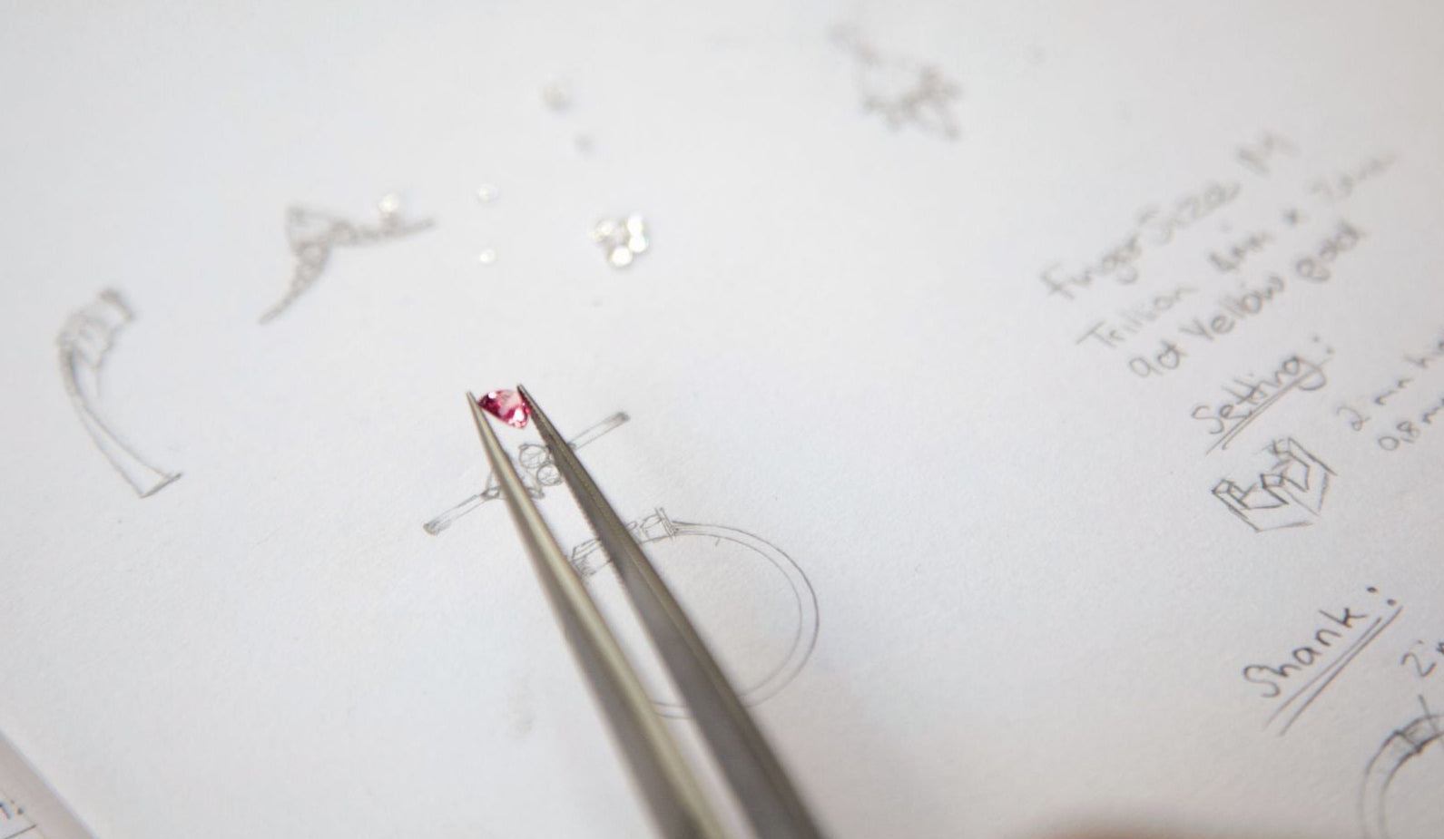 Jewelry design sketches for bespoke diamond jewelry – creative process