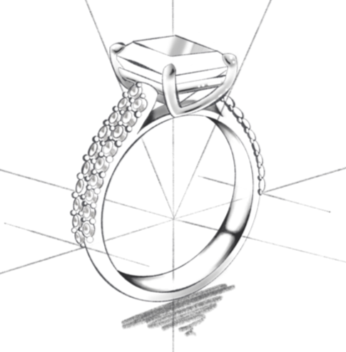 From sketch to finished bespoke diamond ring design – jewelry creation process