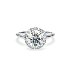 Close-up of LILOU engagement ring showing hidden diamond detail in white gold