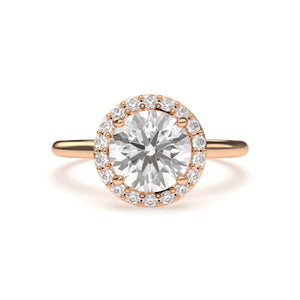 LILOU halo diamond engagement ring in 18k rose gold – round brilliant center
