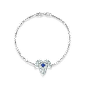 LUNÈA diamond bracelet crafted in white gold with traceable natural diamonds and sapphire
