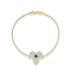 LUNÈA diamond bracelet with vivid sapphire centerpiece in yellow gold