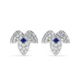 Snowflake-inspired diamond earrings with subtle sapphire accent – CAREDIAMONDS
