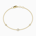 PURE diamond bracelet in yellow gold with bezel-set natural diamonds, fine chain design for everyday wear