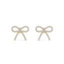 VELVET diamond bow earrings in 18k yellow gold, set with natural diamonds, soft and playful silhouette