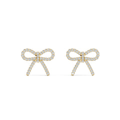 VELVET diamond bow earrings in 18k yellow gold, set with natural diamonds, soft and playful silhouette