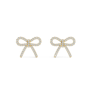 VELVET diamond bow earrings in 18k yellow gold, set with natural diamonds, soft and playful silhouette