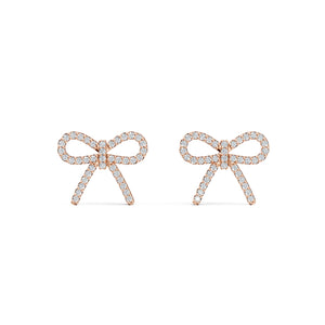 VELVET diamond bow earrings in 18k rose gold, set with natural diamonds, feminine and refined look