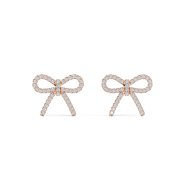 VELVET diamond bow earrings in 18k rose gold, set with natural diamonds, feminine and refined look