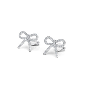 VELVET diamond bow earrings in 18k white gold, set with natural diamonds, side view