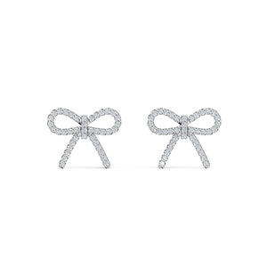 VELVET diamond bow earrings in 18k white gold, set with natural diamonds, elegant and modern design