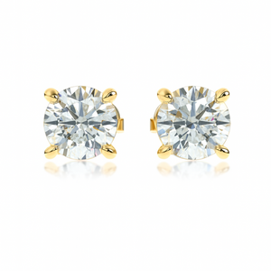 SOLÈNE diamond stud earrings in 18k yellow gold – round brilliant solitaire design