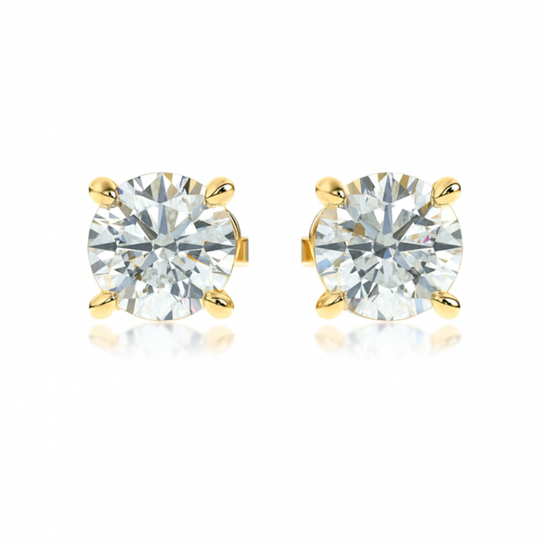 SOLÈNE diamond stud earrings in 18k yellow gold – round brilliant solitaire design