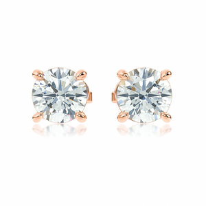 SOLÈNE solitaire diamond studs in 18k rose gold – timeless elegance