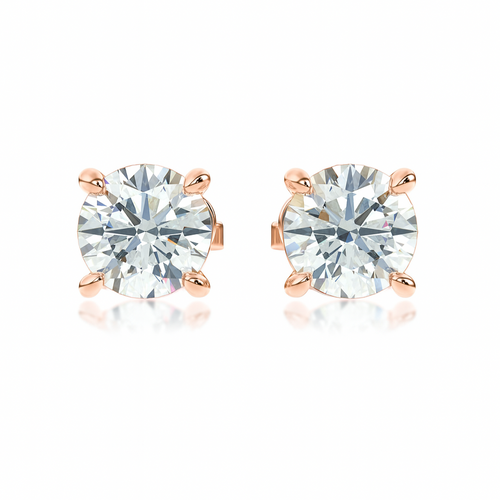 SOLÈNE solitaire diamond studs in 18k rose gold – timeless elegance