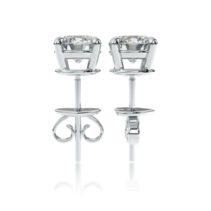 SOLÈNE solitaire diamond stud earrings crafted in 18k white gold side view 