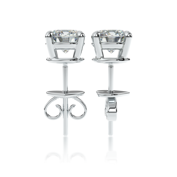 SOLÈNE solitaire diamond stud earrings crafted in 18k white gold side view 