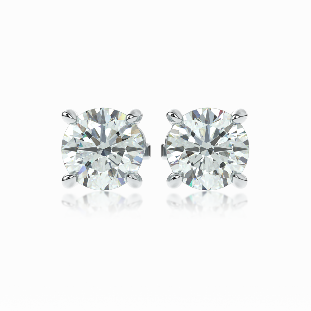 SOLÈNE four-prong diamond stud earrings in 18k white gold – traceable natural diamonds