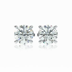 SOLÈNE four-prong diamond stud earrings in 18k white gold – traceable natural diamonds