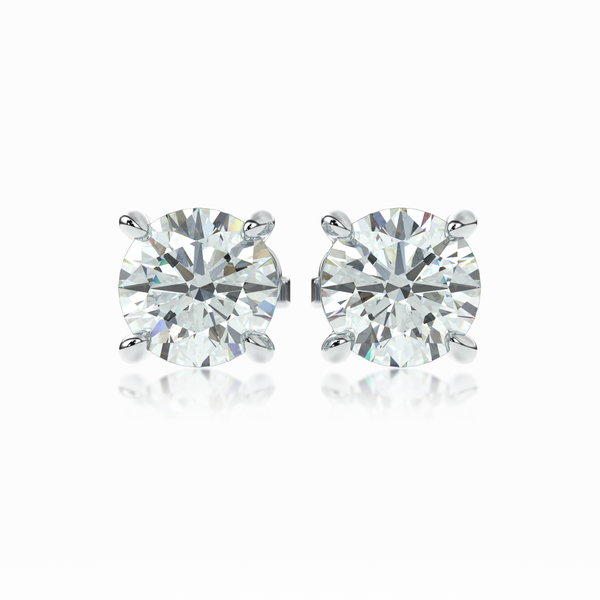SOLÈNE four-prong diamond stud earrings in 18k white gold – traceable natural diamonds