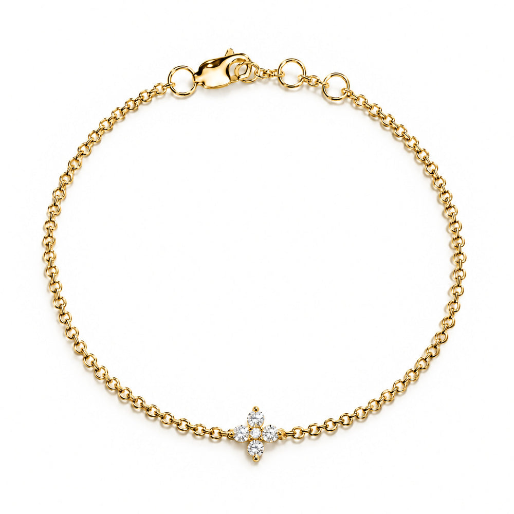  Diamond Flower Bracelet yellow gold 