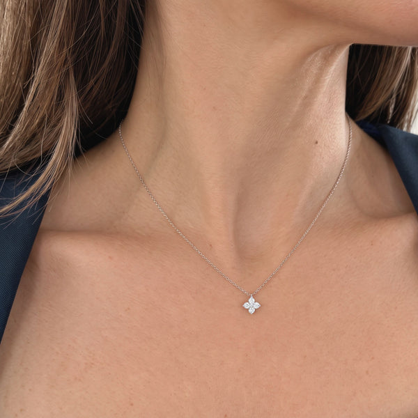 Star-shaped diamond necklace on model